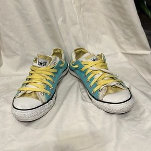 Teal and yellow converse